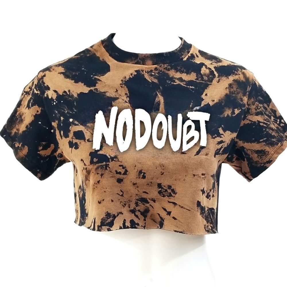NO DOUBT Ska Rock Band Acid Wash Cropped Crop Top Rock Tee Punk Hip Hop Rap Tee